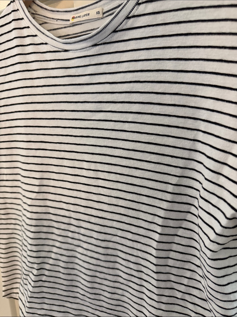 Marine Layer White and Black Striped Short Sleeve Tee - Picture 3 of 4